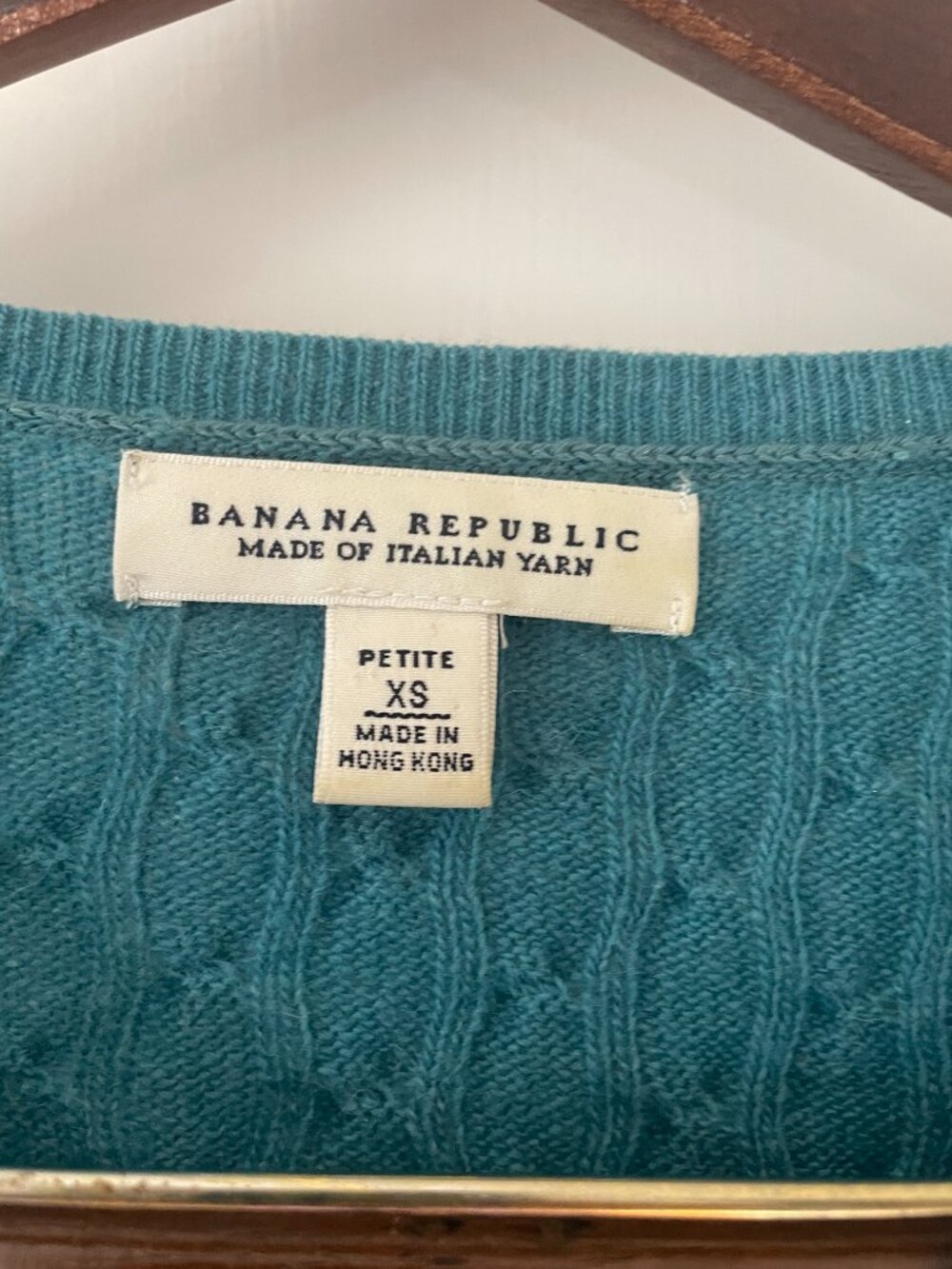 Banana Republic Cashmere sweater in Teal, Cable Knit XS Petite - Picture 8 of 9
